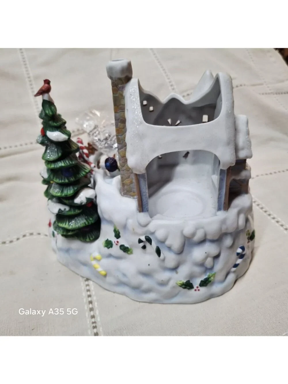 Partylite Snowbell Candle Holder Christmas Village Figurine With Mirror Base Exc